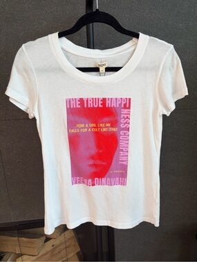 LAgence Cory Cotton Scoop Neck Tee with Graphic Size Small